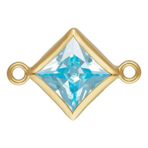 5.0mm Aquamarine 3A CZ Square Bezel Connector