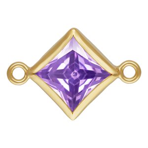 5.0mm Light Amethyst 3A CZ Square Bezel Connector
