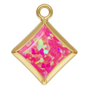 5.0mm Hot Pink Bello Opal Square Bezel Drop