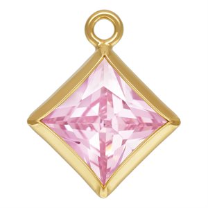 5.0mm Pink 3A CZ Square Bezel Drop