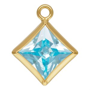 5.0mm Aquamarine 3A CZ Square Bezel Drop