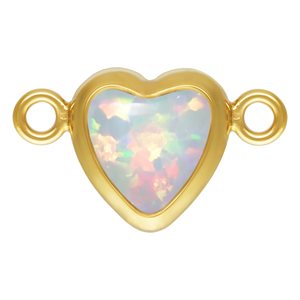 5.0mm White Bello Opal Horizontal Heart Bezel Connector
