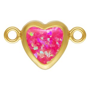 5.0mm Hot Pink Bello Opal Horizontal Heart Bezel Connector
