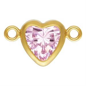 5.0mm Pink 3A CZ Horizontal Heart Bezel Connector