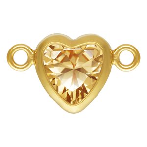 5.0mm Champagne 3A CZ Horizontal Heart Bezel Connector