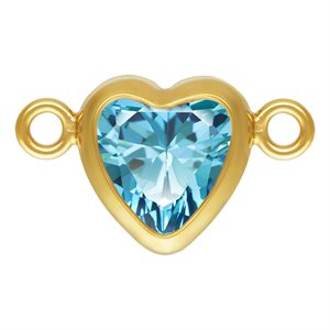 5.0mm Swiss Blue 3A CZ Horizontal Heart Bezel Connector