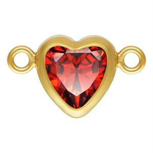 5.0mm Garnet 3A CZ Horizontal Heart Bezel Connector