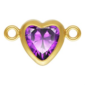 5.0mm Amethyst 3A CZ Horizontal Heart Bezel Connector