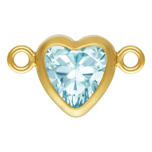 5.0mm Aquamarine 3A CZ Horizontal Heart Bezel Connector