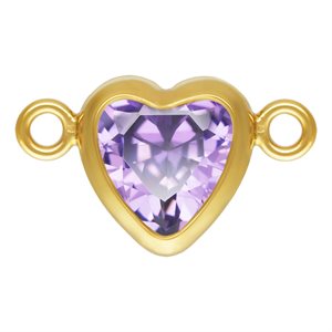 5.0mm Light Amethyst 3A CZ Horizontal Heart Bezel Connector