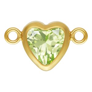 5.0mm Lime 3A CZ Horizontal Heart Bezel Connector