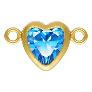 5.0mm Sapphire 3A CZ Horizontal Heart Bezel Connector