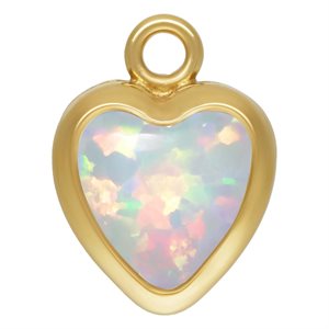 5.0mm White Bello Opal Heart Bezel Drop