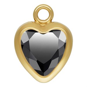 5.0mm Black 3A CZ Heart Bezel Drop