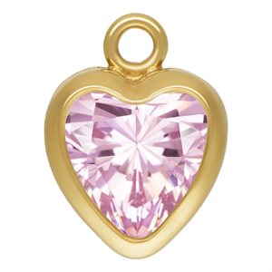 5.0mm Pink 3A CZ Heart Bezel Drop