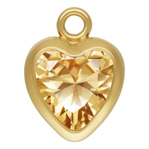 5.0mm Champagne 3A CZ Heart Bezel Drop