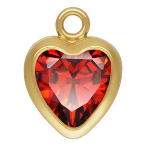 5.0mm Garnet 3A CZ Heart Bezel Drop