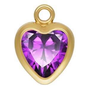 5.0mm Amethyst 3A CZ Heart Bezel Drop