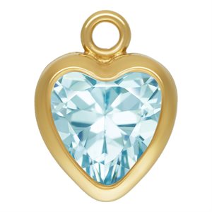 5.0mm Aquamarine 3A CZ Heart Bezel Drop