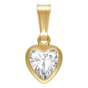 5.0mm White 3A CZ Heart Bezel Drop w / Bail