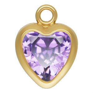 5.0mm Light Amethyst 3A CZ Heart Bezel Drop