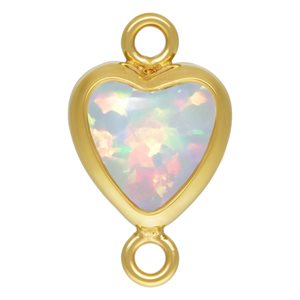 5.0mm White Bello Opal Vertical Heart Bezel Connector