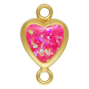 5.0mm Hot Pink Bello Opal Vertical Heart Bezel Connector