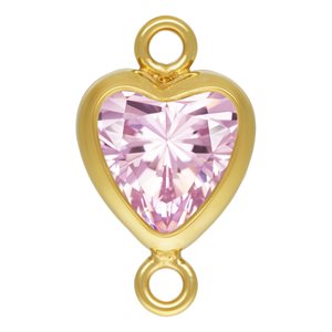 5.0mm Pink 3A CZ Vertical Heart Bezel Connector