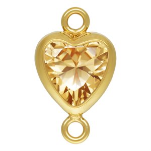 5.0mm Champagne 3A CZ Vertical Heart Bezel Connector