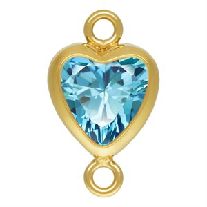 5.0mm Swiss Blue 3A CZ Vertical Heart Bezel Connector