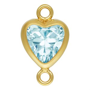 5.0mm Aquamarine 3A CZ Vertical Heart Bezel Connector