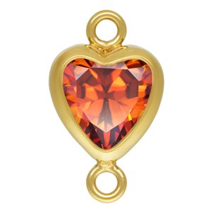 5.0mm Ruby 3A CZ Vertical Heart Bezel Connector