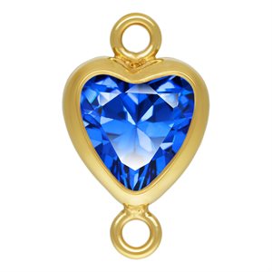 5.0mm Sapphire 3A CZ Vertical Heart Bezel Connector