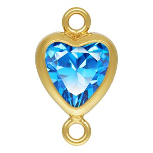 5.0mm Sapphire 3A CZ Vertical Heart Bezel Connector