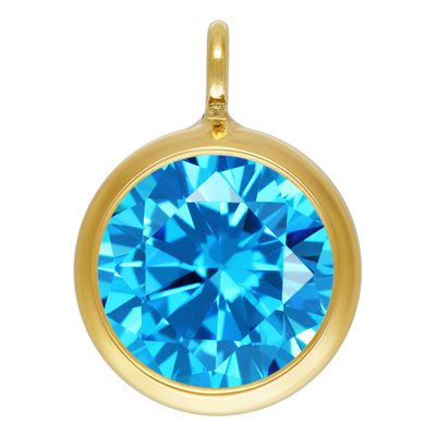 6.0mm Aqua Blue CZ Drop w / Perp Ring 6.0mm Aqua Blue CZ Drop w / Perp Ring