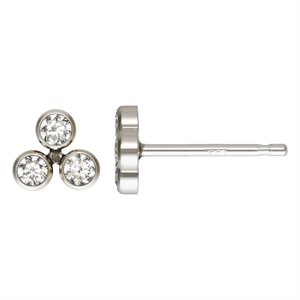 2mm White 3A CZ 3 Bezel Cluster Post Earring AT