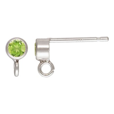 3mm Peridot Post Earring w / Ring AT 3mm Peridot Post Earring w / Ring AT