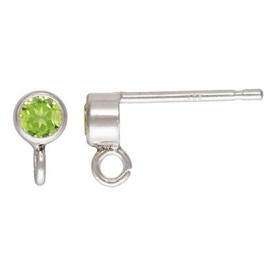 3mm Peridot Post Earring w / Ring AT