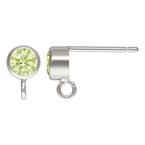 4.0mm Lime 3A CZ Post Earring w / Ring AT