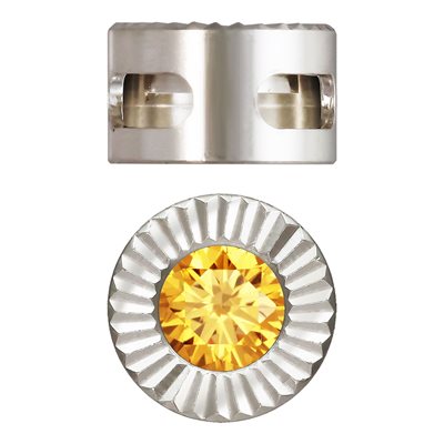 Patterned Pendant w / 4.0mm Champagne 3A CZ AT Patterned Pendant w / 4.0mm Champagne 3A CZ AT