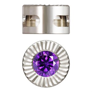 Patterned Pendant w / 4.0mm Amethyst 3A CZ AT