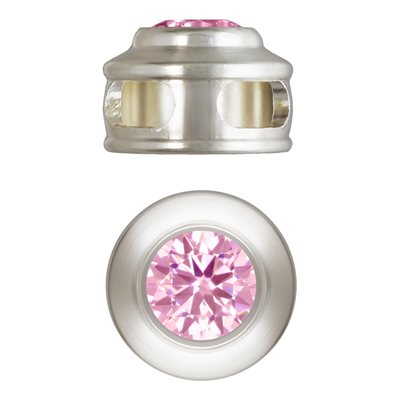 6.6mm Pendant w / 4.0mm Pink 3A CZ AT 6.6mm Pendant w / 4.0mm Pink 3A CZ AT