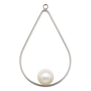 38x25mm TD Drop w / 8mm White Crystal Simulated Pearl