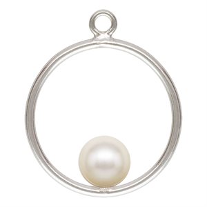 15mm Round Drop w / 5mm White Crystal Simulated Pearl