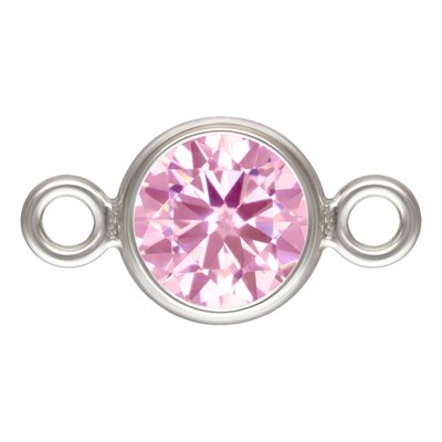 4.0mm Pink 3A CZ Bezel Connector AT 4.0mm Pink 3A CZ Bezel Connector AT