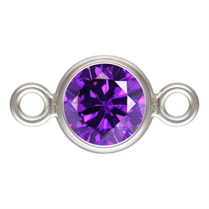 4.0mm Amethyst 3A CZ Bezel Connector AT