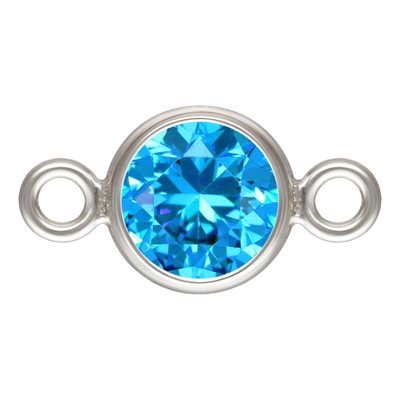 4.0mm Aqua Blue 3A CZ Bezel Connector AT