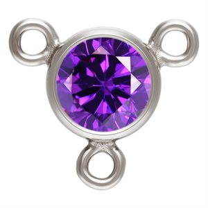 4.0mm Amethyst 3A CZ Bezel Y Connector AT