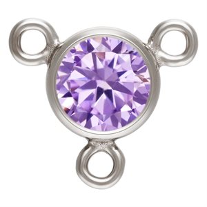 4.0mm Light Amethyst 3A CZ Bezel Y Connector AT