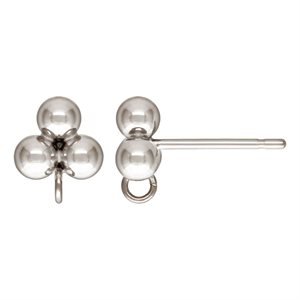 3 Ball (3.0mm) Post Earring w / Ring AT